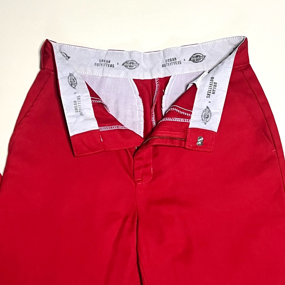 Red Dickies X Urban Outfitters straight leg pants.